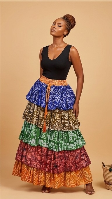 Ohemaa Tiered Skirt — Nyame Nti (Maxi)